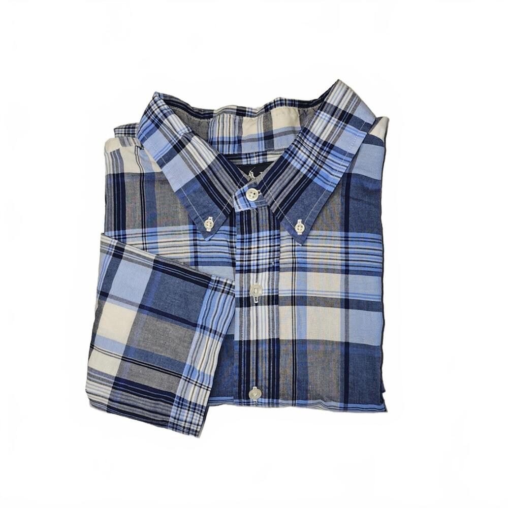 VTG Ralph Lauren Classic Fit Button-Down Shirt – XXL – Blue Plaid – Short Sleeve